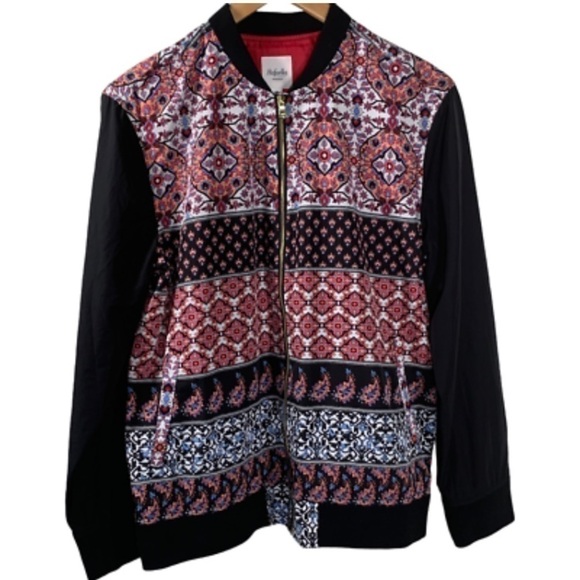 Rafaella Weekend Womens Jacket Full Zipper Long Sleeve Coat Flowers Size Lp - Picture 1 of 4